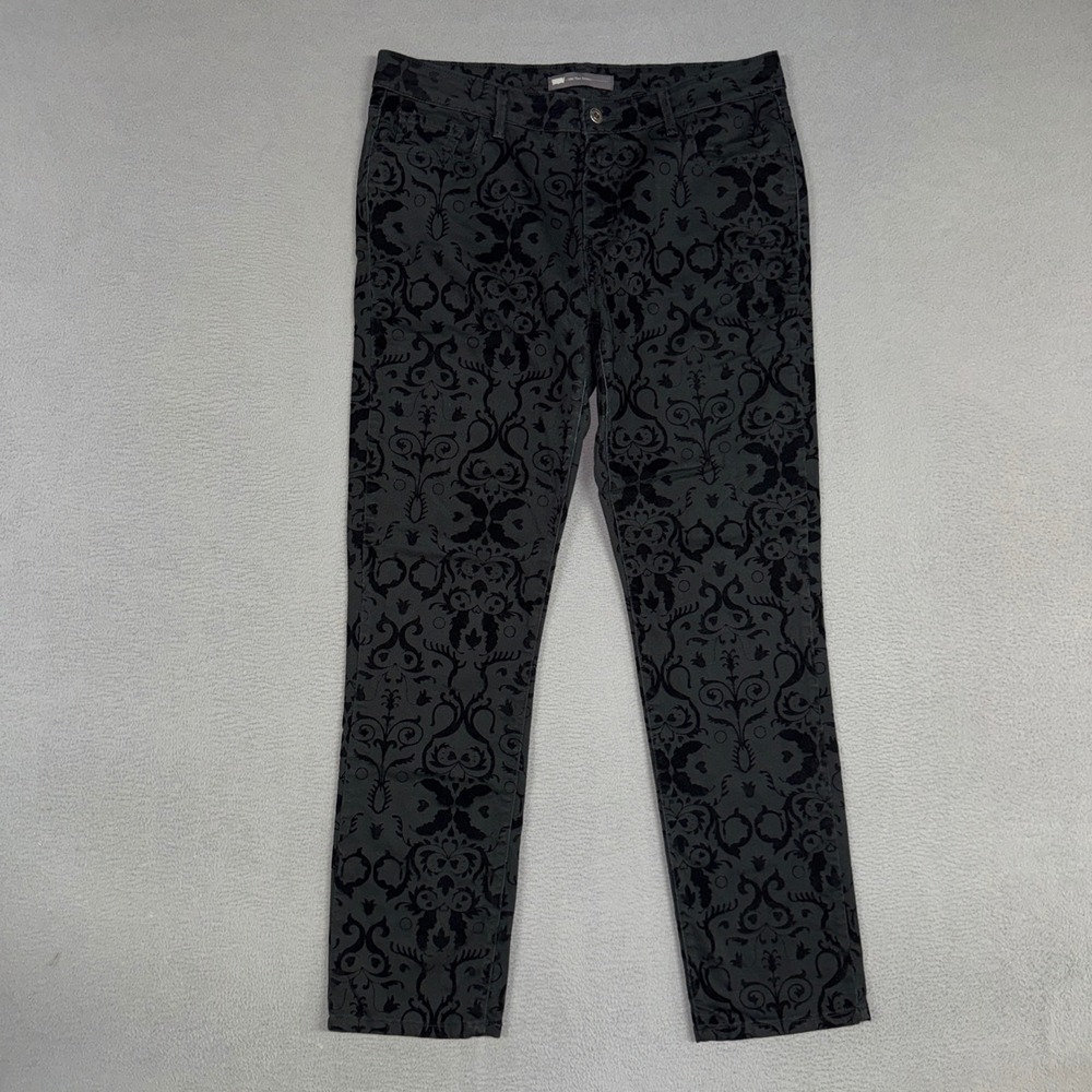 Levis Pants Womens 34 Black Mid Rise Skinny Stretch Flocked Damask Velvet